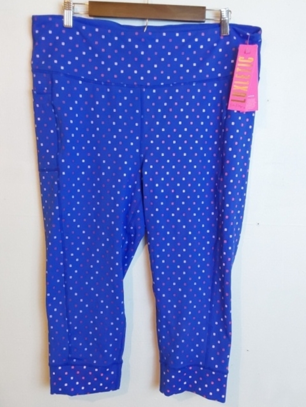 Lilly Pulitzer| Luxletic Borealis Blue Dot Print Weekender H Rise Capri Pant XXL